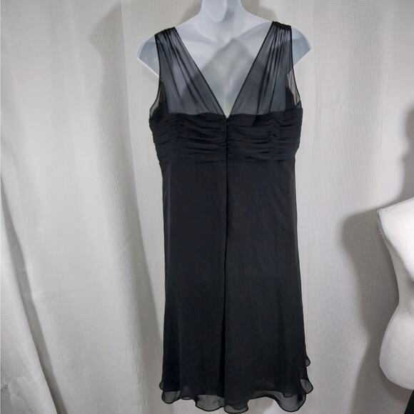 DRESSBARN! BLACK CHIFFON SHEER SHOULDER, SCRUNCHY BUSTLINE LAYERED DRESS! SZ 22W - Picture 5 of 11